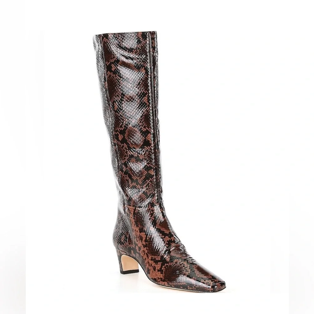 NWT Antonio Melani Mades Snake Patent Leather Tall Dress Boots Sz 6,5